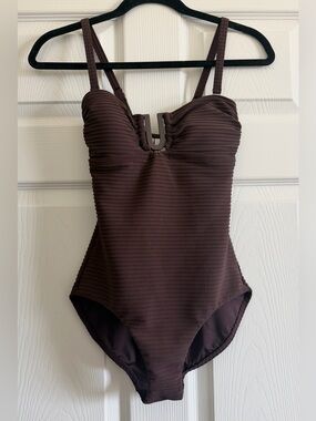 NWT Sea Level Australia Spinnaker U Bar Bandeau One Piece Swimsuit in Dark Brown